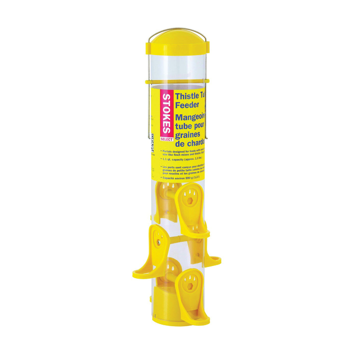 Stokes Select 38224 Thistle Bird Feeder, 15 in H, 1.1 qt, Plastic, Clear Yellow, Hanging Mounting