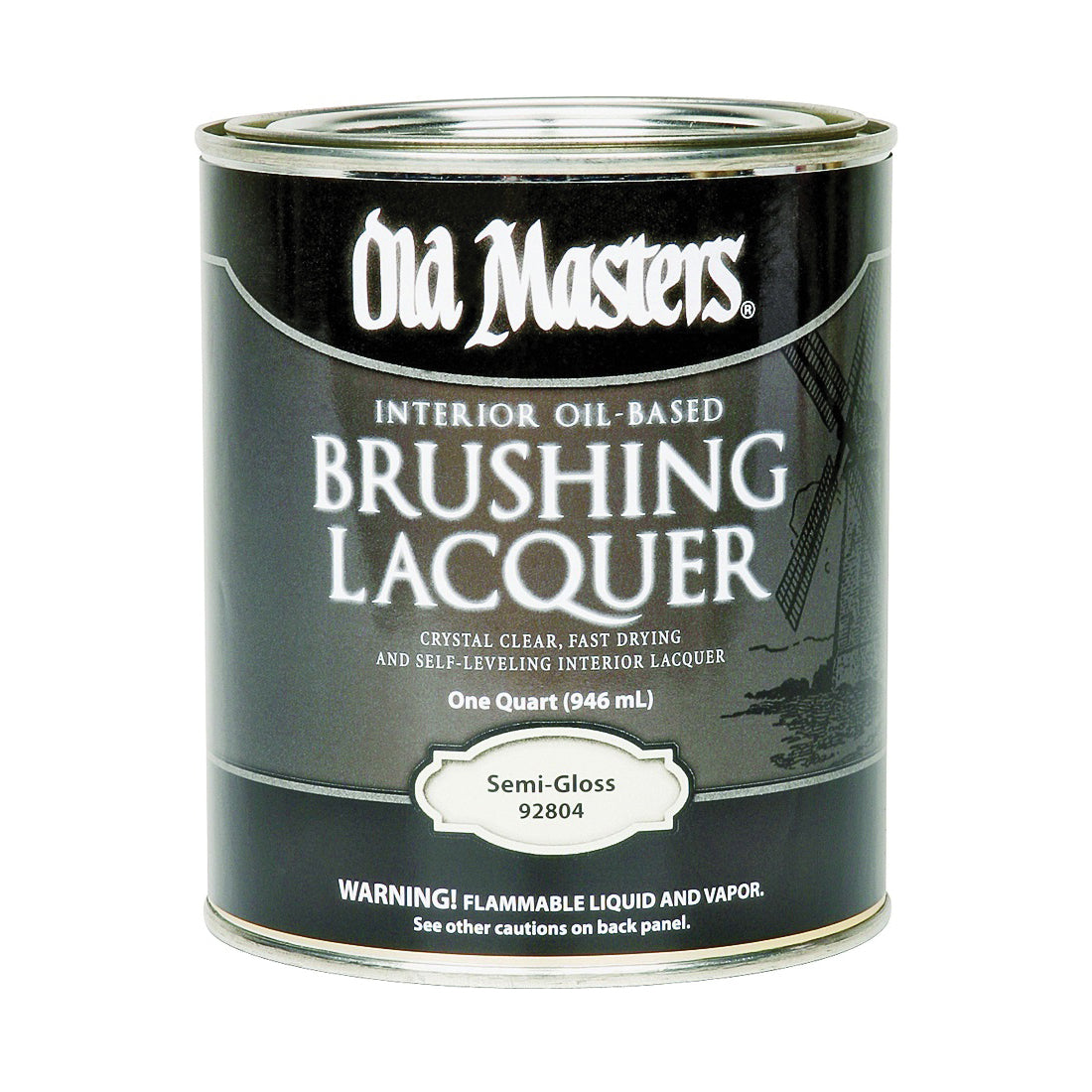 Old Masters 92804 Brushing Lacquer, Semi-Gloss, Liquid, Crystal Clear, 1 qt, Can