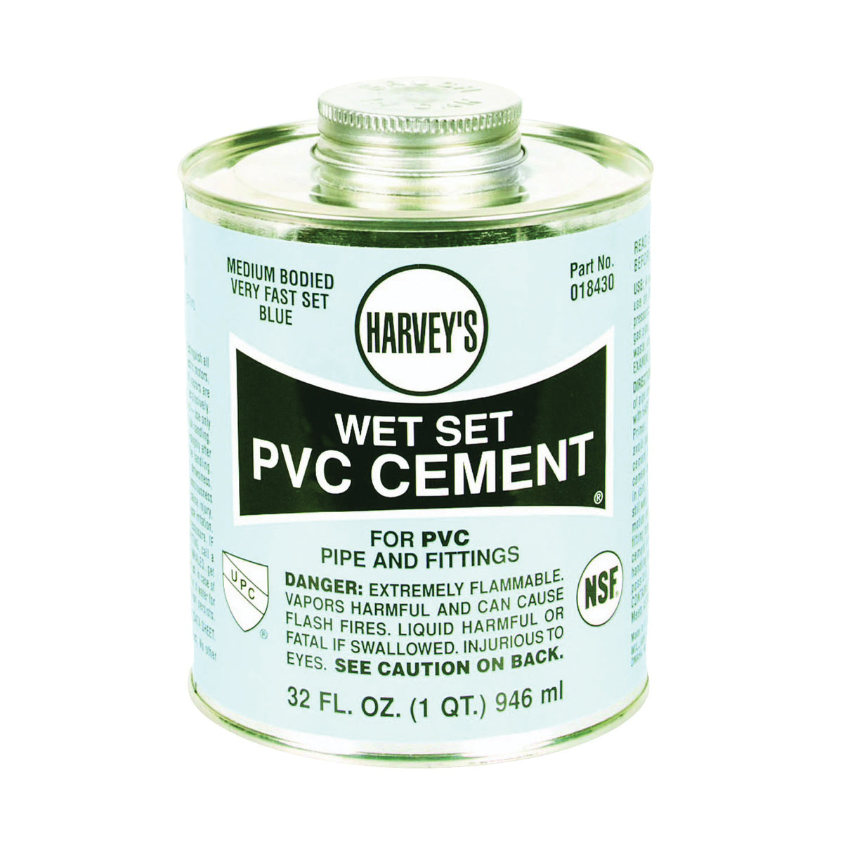 Harvey 018430-12 Solvent Cement, 32 oz Can, Liquid, Blue
