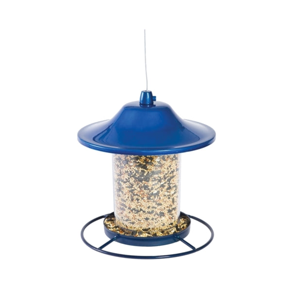Perky-Pet 312B Panorama Bird Feeder, 9 in H, Perch, 2 lb, Blue, Powder-Coated Blue Sparkle