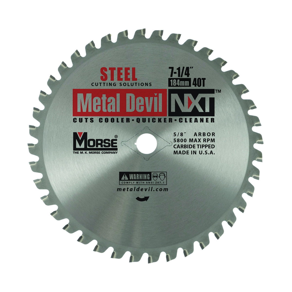 MORSE CSM72540NSC Circular Saw Blade, 7-1/4 in Dia, 5/8 in Arbor, 40-Teeth, Carbide Cutting Edge
