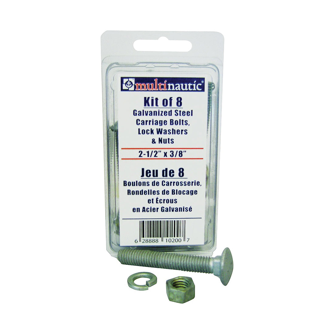 Multinautic 10200 Bolts and Nuts Kit, 3/8 in, Galvanized Steel