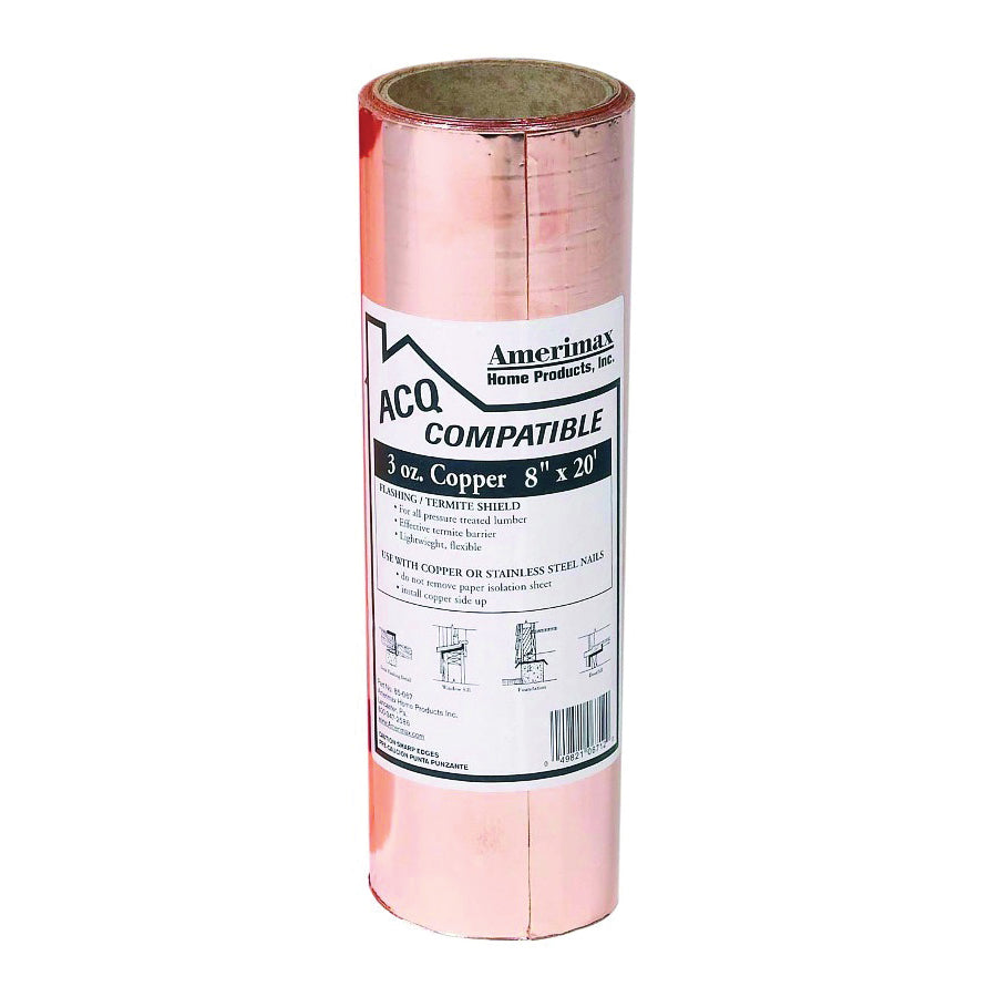 Amerimax 850678 Flashing Roll, 20 ft OAL, 8 in OAW, Copper