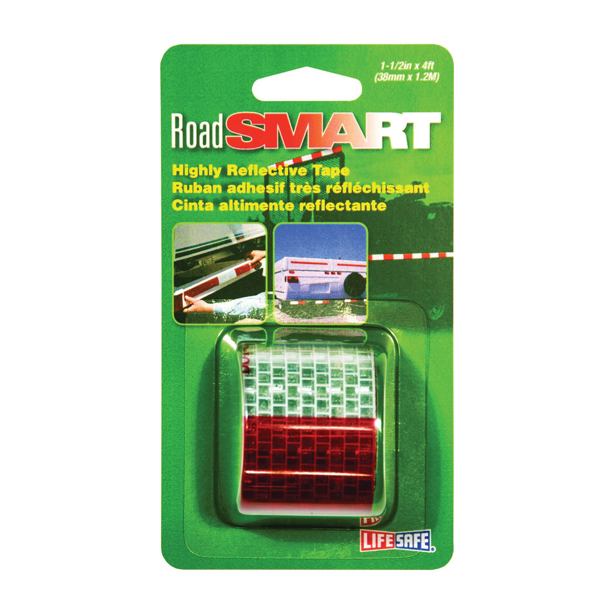 INCOM RE800 Reflective Tape, 4 ft L, 1-1/2 in W, Red/Silver