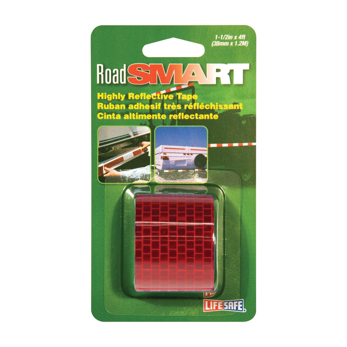 INCOM RE804 Reflective Tape, 4 ft L, 1-1/2 in W, Red