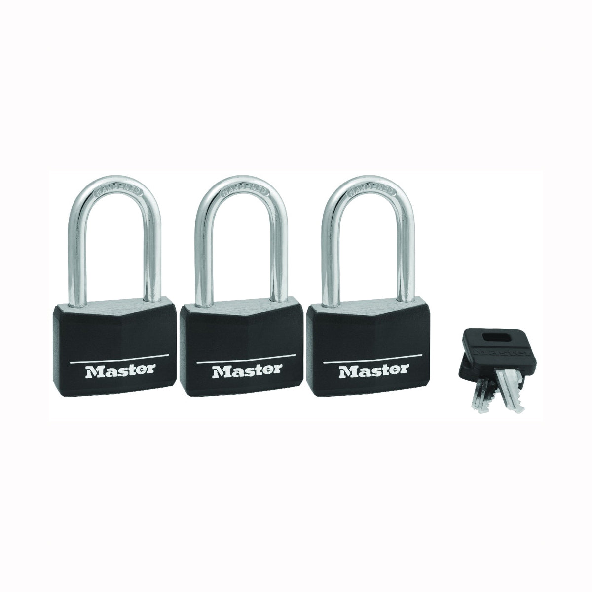 Master Lock 141TRILF Padlock, Keyed Alike Key, Large Shackle, 1/4 in Dia Shackle, 1-1/2 in H Shackle, Steel Shackle