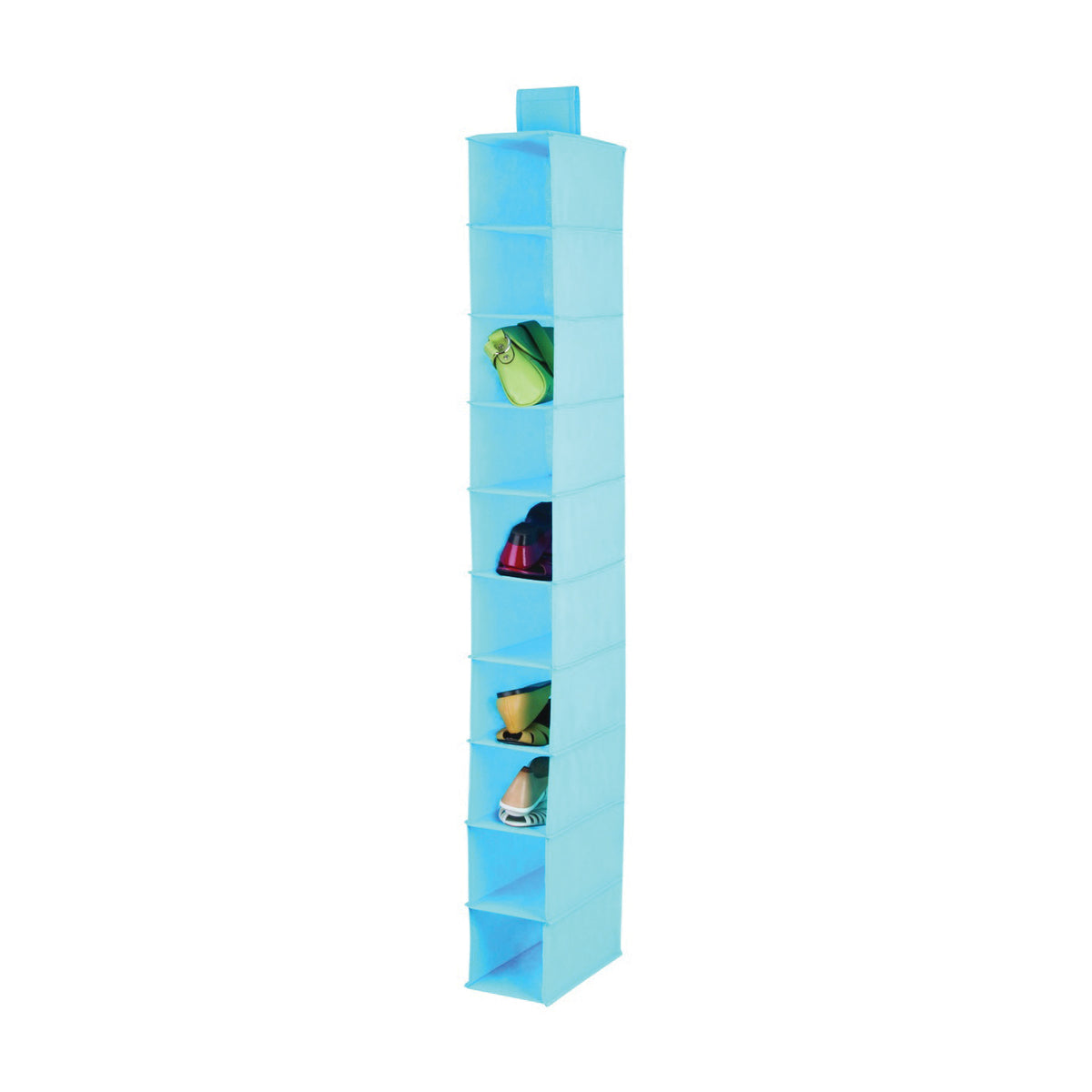 Honey-Can-Do SFT-02821 Closet Organizer, 12 in W, 54 in H, 10-Shelf, Fabric, Ocean Blue