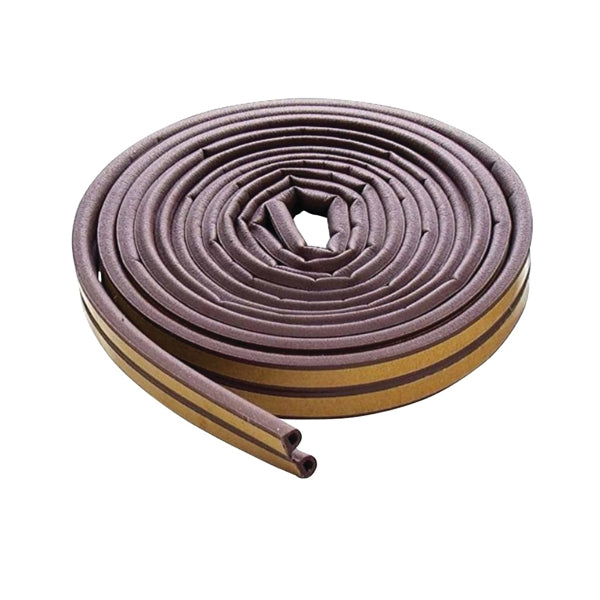 M-D 63602 Weatherstrip Tape, 11/32 in W, 17 ft L, EPDM Rubber, Brown