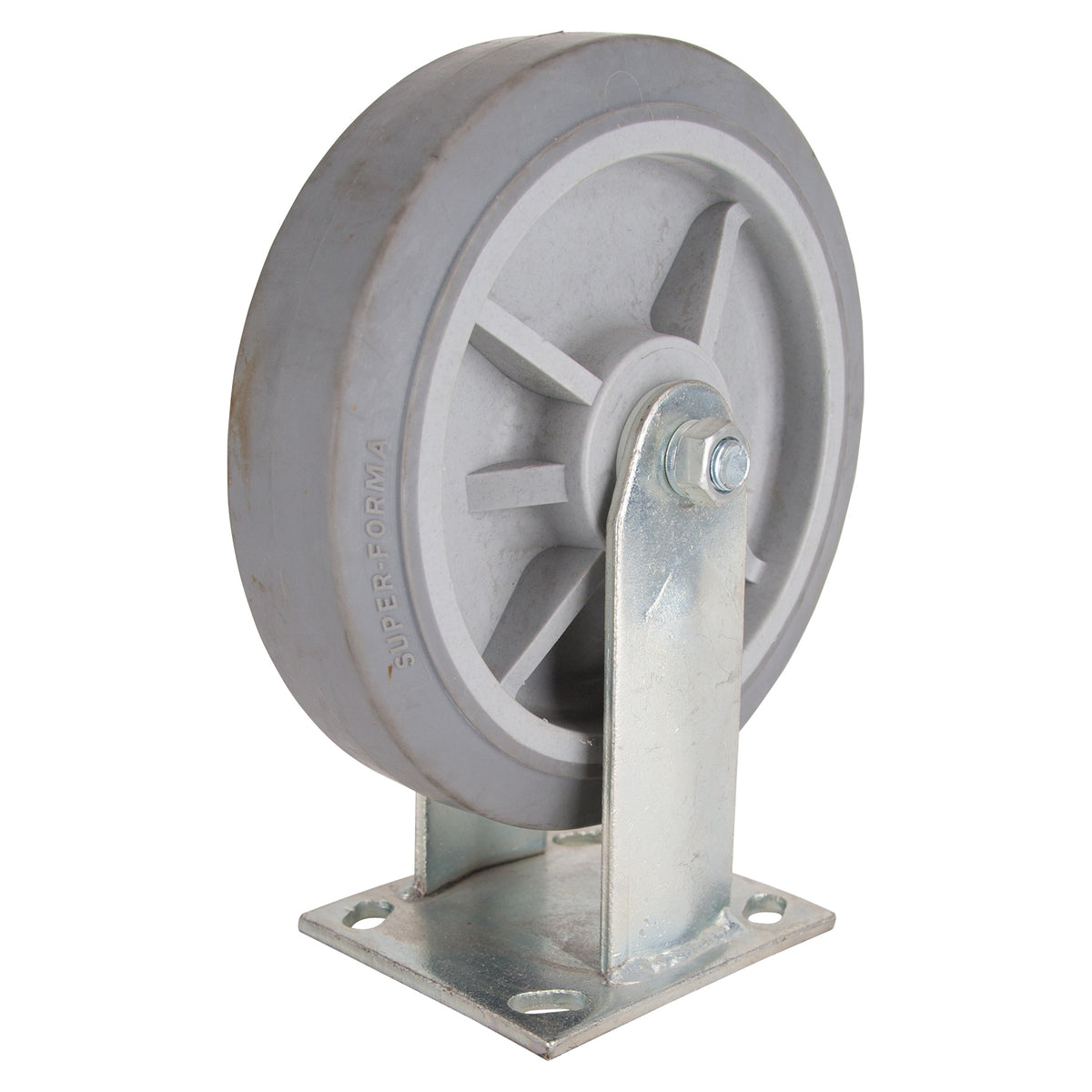 ProSource JC-T07 Rigid Caster, 8 in Dia Wheel, 2 in W Wheel, Thermoplastic Rubber Wheel, Gray, 750 lb