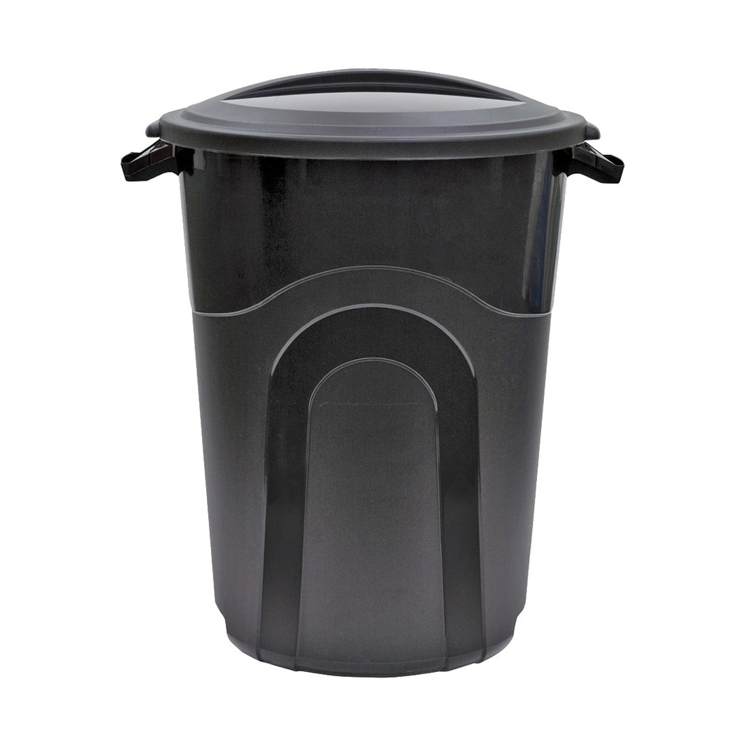 United Solutions TI0019 Trash Can, 32 gal Capacity, Plastic, Black, Snap-On Lid Closure