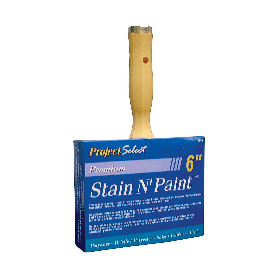 Linzer 3550-6 Paint Brush, 6 in W, 3-1/8 in L Bristle, Polyester Bristle, Threaded Handle