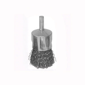 Weiler 36048 Wire Wheel Brush, 1 in Dia, 1/4 in Arbor/Shank, 0.014 in Dia Bristle, Carbon Steel Bristle