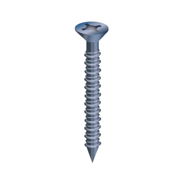 COBRA ANCHORS 621T Screw, 3/16 in Thread, 1-3/4 in L, Flat Head, Phillips, Robertson Drive, Steel, Fluorocarbon-Coated