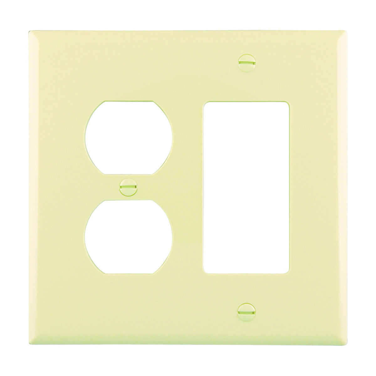 Eaton Wiring Devices PJ826A Combination Wallplate, 4-7/8 in L, 4-15/16 in W, 2 -Gang, Polycarbonate, Almond