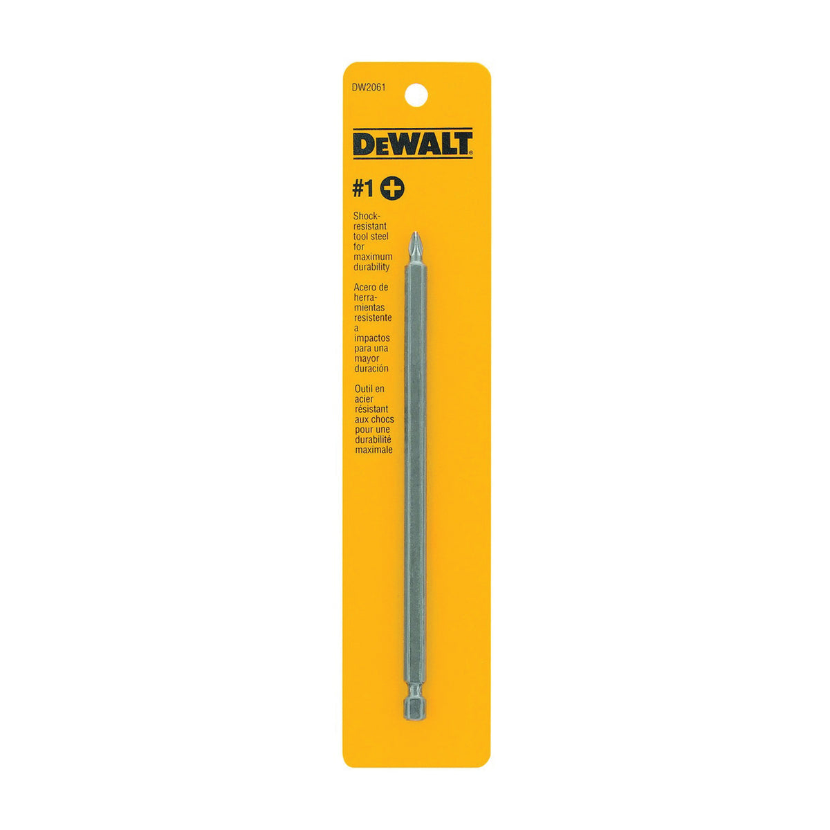 DeWALT DW2061 Power Bit, #1 Drive, Phillips Drive, 1/4 in Shank, Hex Shank, 6 in L, Tool Steel