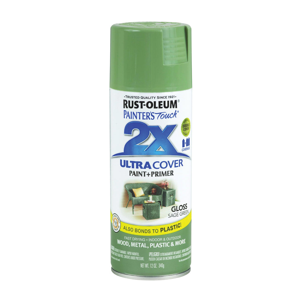 RUST-OLEUM PAINTER'S Touch 249094 Gloss Spray Paint, Gloss, Sage Green, 12 oz, Aerosol Can