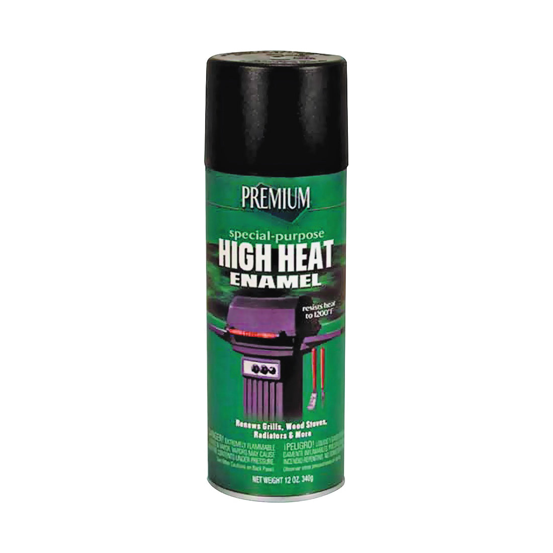 RUST-OLEUM 208416 High Heat Aerosol, Barbecue Black, 12 oz, Aerosol Can