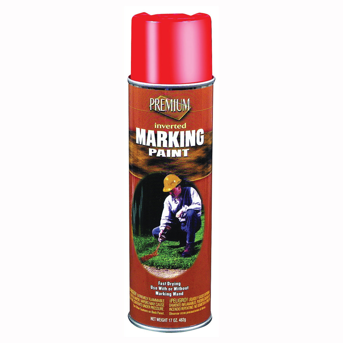 RUST-OLEUM PR1001 Premium Marking Spray Paint, Orange, 15 oz, Aerosol Can