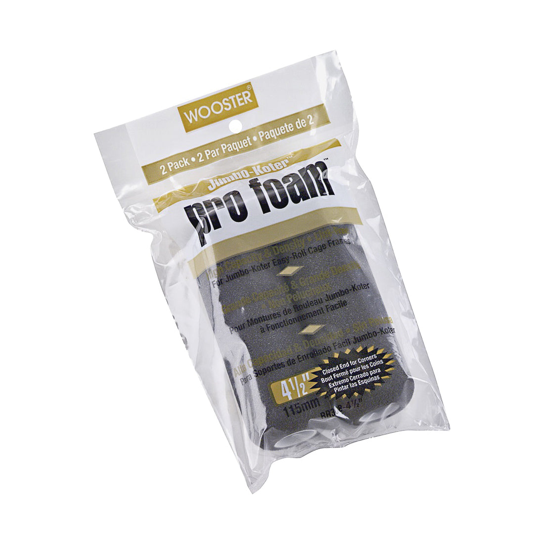 WOOSTER RR308-4 1/2 Paint Roller Cover, 4-1/2 in L, Foam Cover, Charcoal