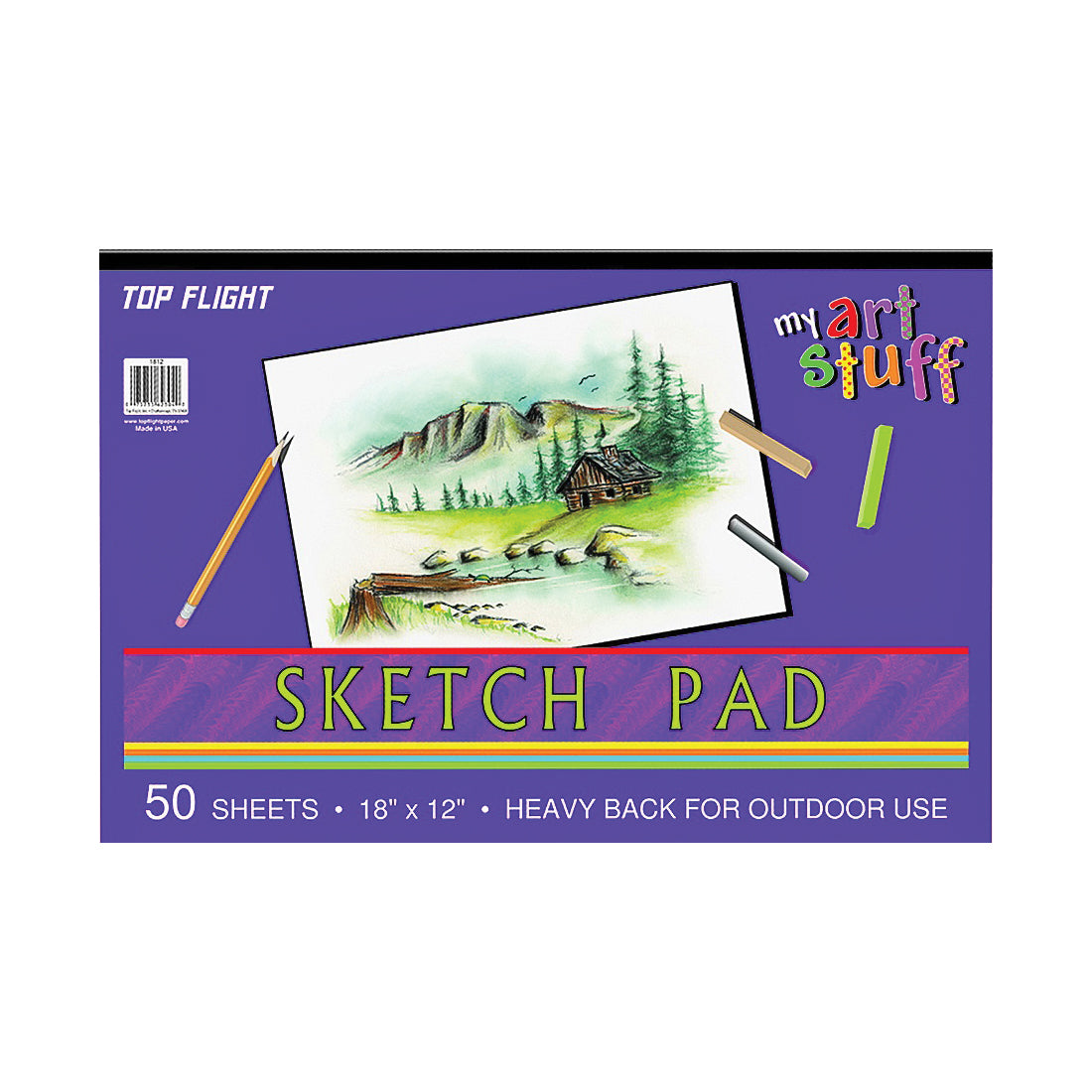 TOP FLIGHT 4807304 Sketch Pad, Drawing Sheet, 18 in L x 12 in W Sheet, 50-Sheet