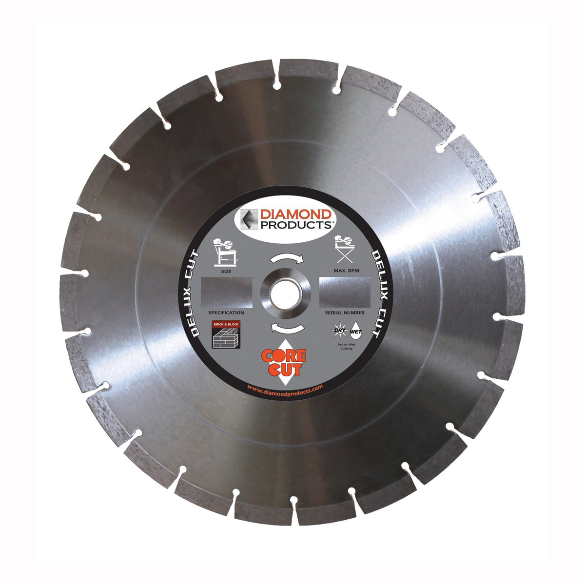 DIAMOND PRODUCTS 70499 Circular Saw Blade, 14 in Dia, 1 in Arbor, Diamond Cutting Edge