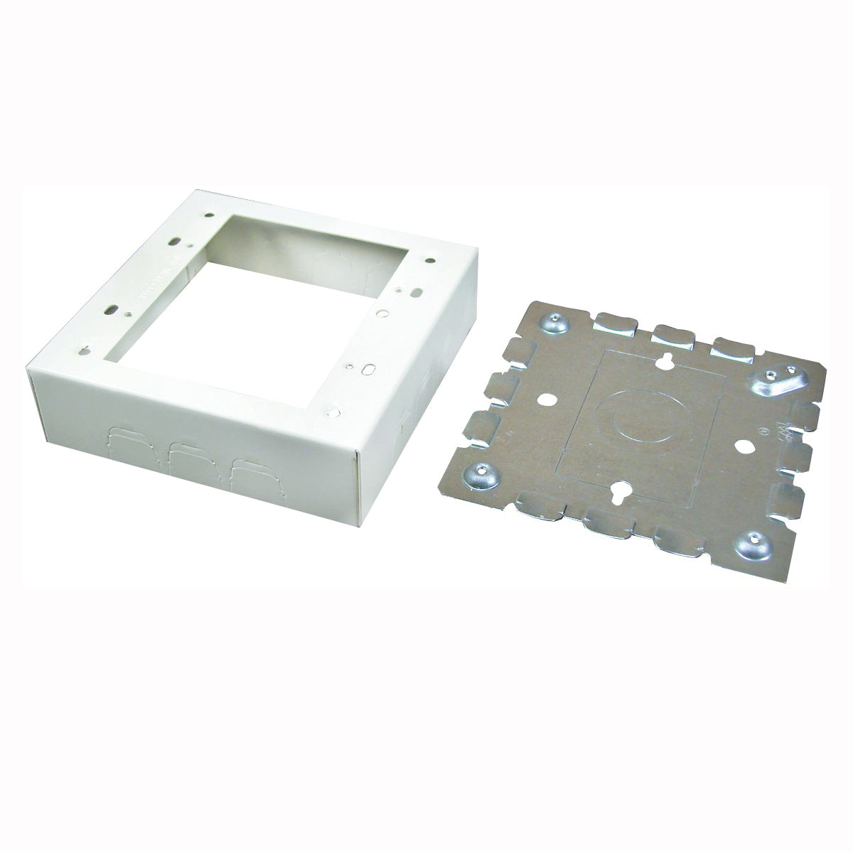 Wiremold B32 Outlet Box, 2 -Gang, 0 -Knockout, Metal, Ivory, Wall Mounting