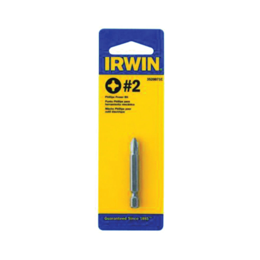 IRWIN 3520671C Power Bit, #2 Drive, Phillips Drive, 1/4 in Shank, Hex Shank, 6 in L, S2 Steel