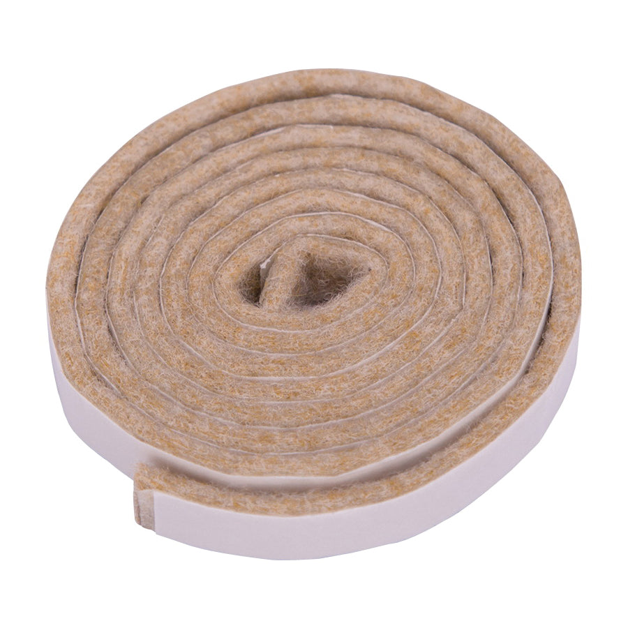 ProSource FE-50232-PS Furniture Pad, Felt Cloth, Brown, 40 x 3/8 in Dia, 3/8 in W, 7/64 in Thick, Roll