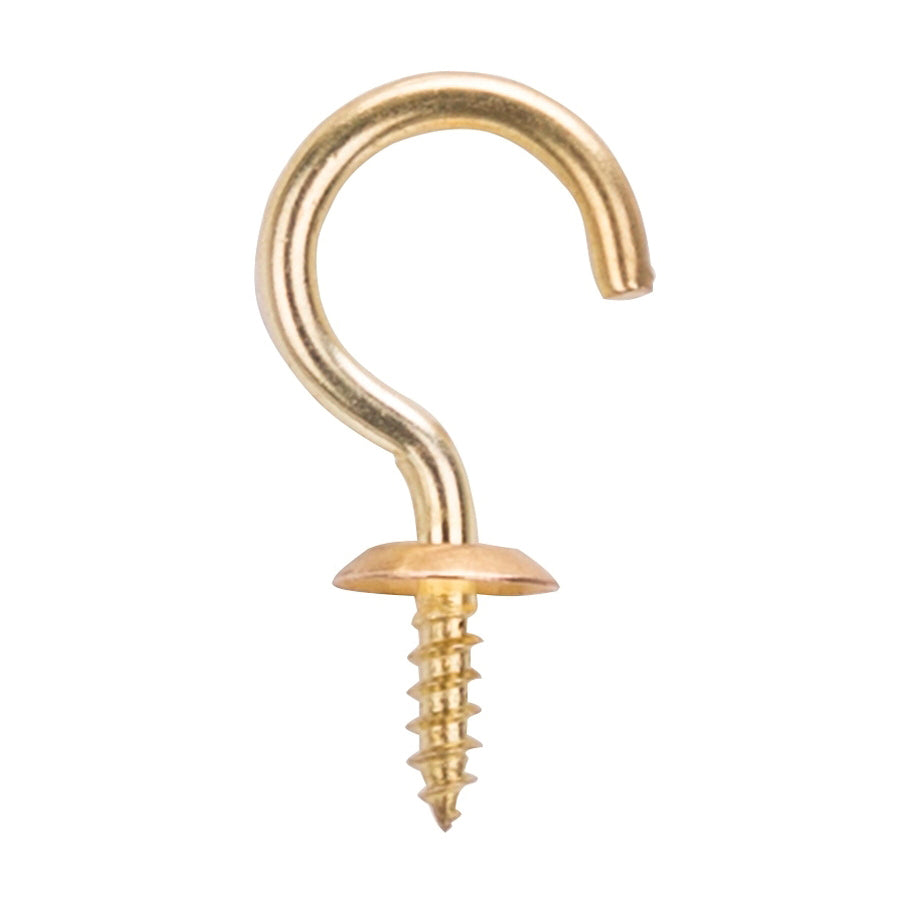 ProSource LR394 Cup Hook, 1/2 in Opening, 5 mm Thread, 1-3/4 in L, Brass, Brass