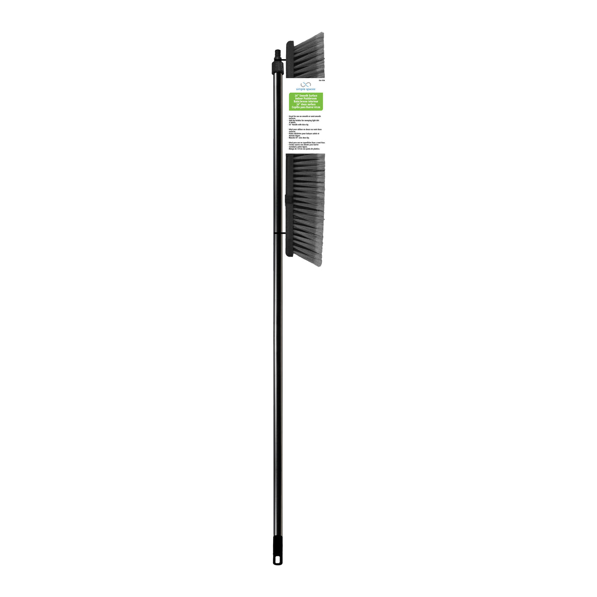 Simple Spaces 92010 Push Broom, 3-1/4 in L Trim, 56-1/8 in L, Threaded, Metal Handle