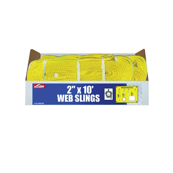 S-Line 20-EE2-9802X10 Lifting Sling, 2 in W, 10 ft L, 2-Ply, 6200 lb Vertical Hitch, Polyester, Gray