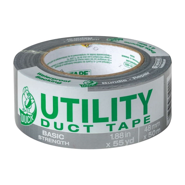 Duck 1118393 Duct Tape, 55 yd L, 1.88 in W, Silver