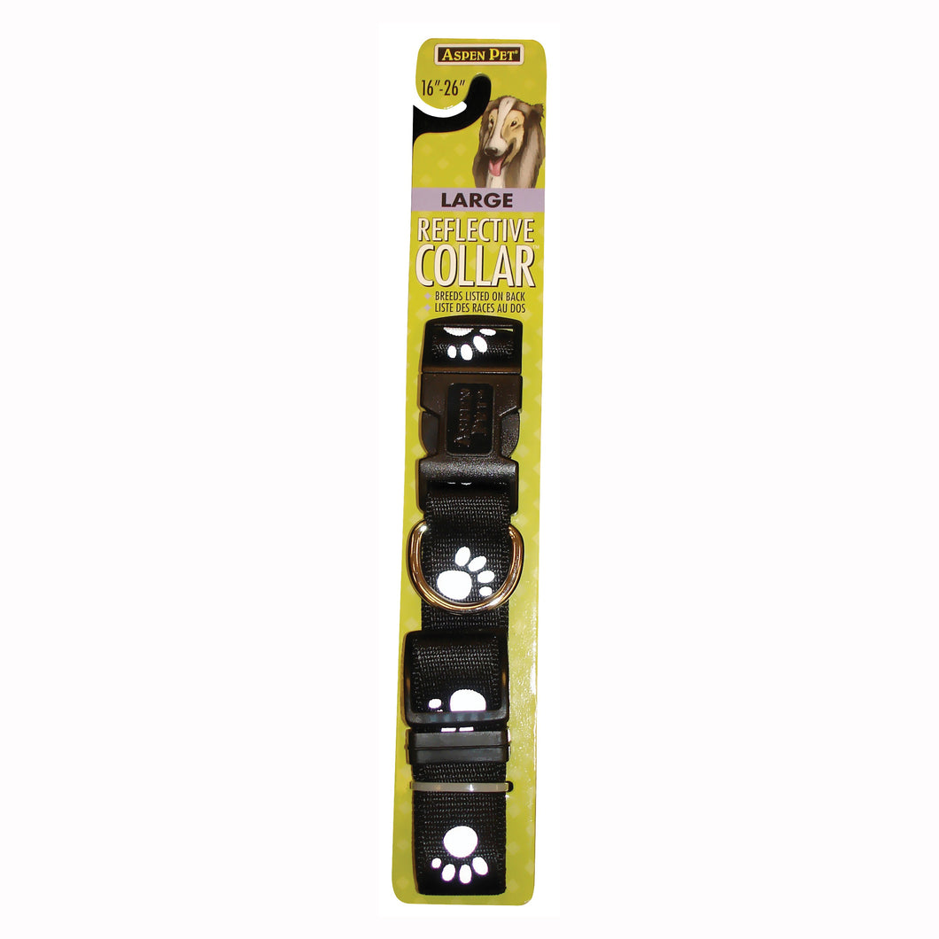 Aspenpet 27880 Adjustable Pet Collar, L Neck, 16 to 26 in L Collar, 1 in W Collar, Nylon, Black