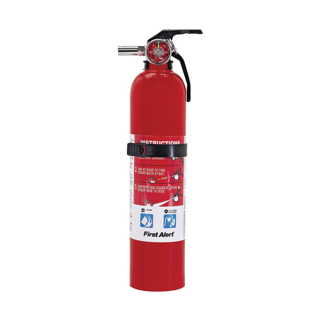 FIRST ALERT GARAGE1 Rechargeable Fire Extinguisher, 2.5 lb Capacity, Sodium Bicarbonate, 10-B:C Class