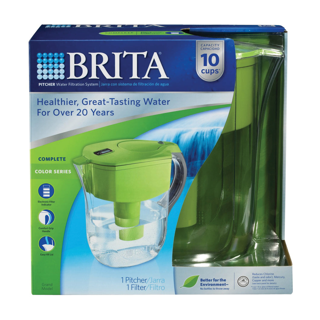 Brita Grand Series 35378 Water Filter Pitcher, 80 oz Capacity, Green