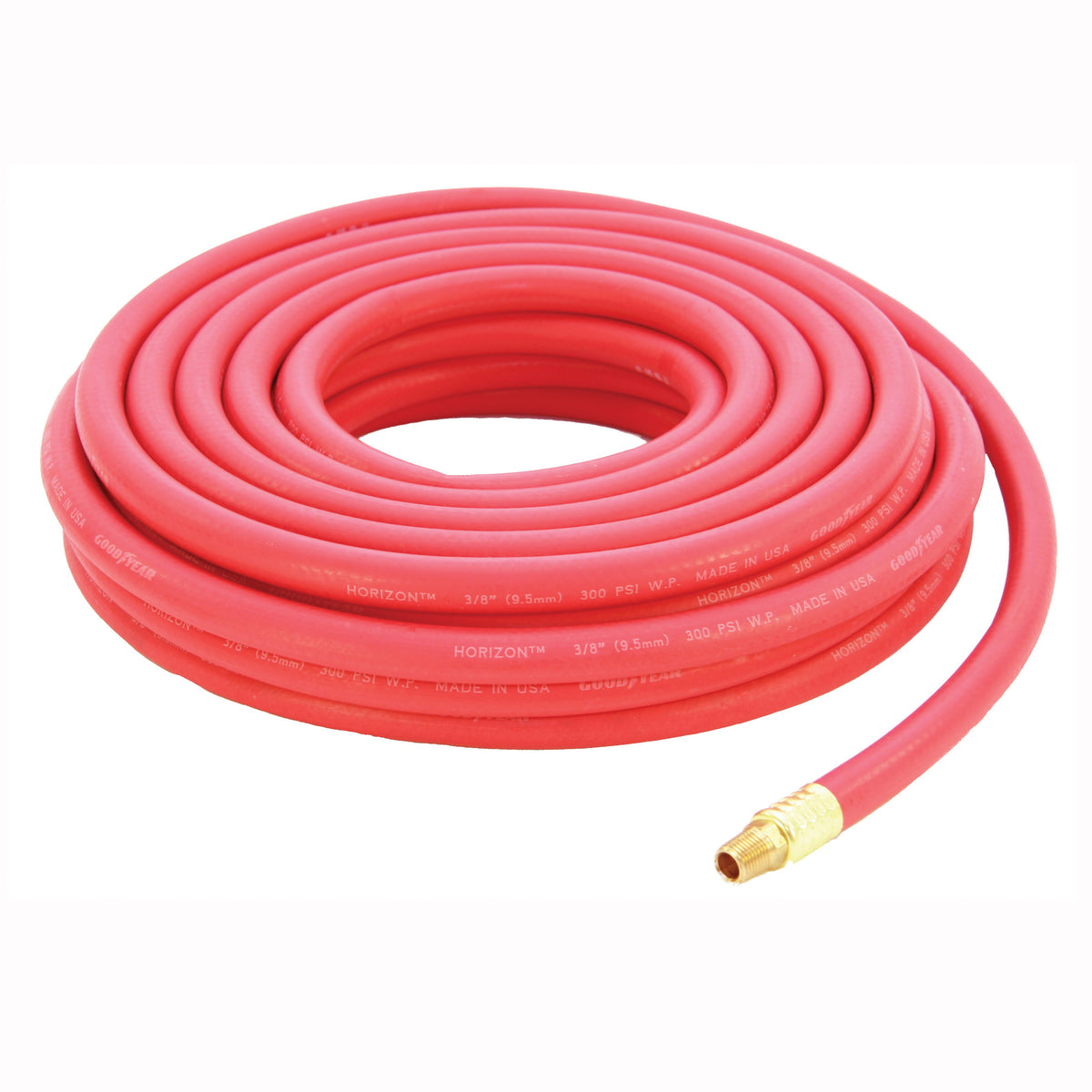 ABBOTT RUBBER 1010-03825-50-4MM Air Hose, 3/8 in ID, 50 ft L, MNPT, 250 psi Pressure, EPDM Rubber, Red