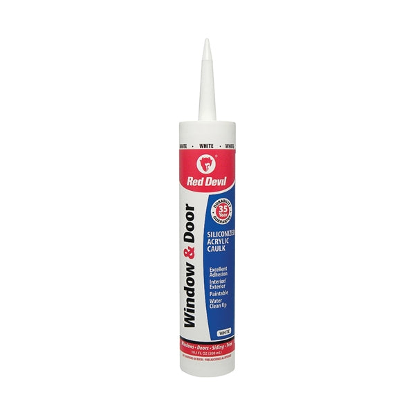 Red Devil 0846 Siliconized Acrylic Caulk, White, -20 to 180 deg F, 10.1 fl-oz Cartridge