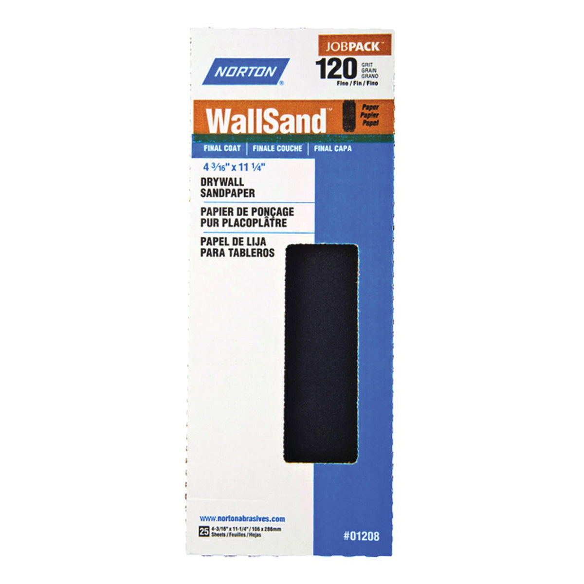 NORTON 01208 Sandpaper, 11-1/4 in L, 4-3/16 in W, P120 Grit, Fine, Silicone Carbide Abrasive