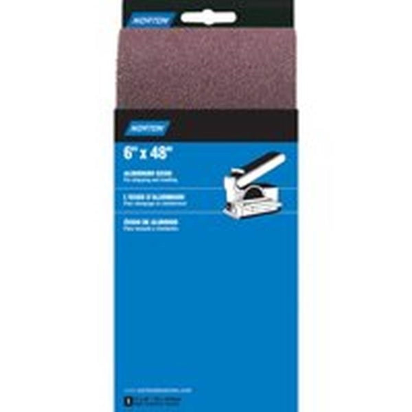 NORTON 01722 Sanding Belt, 6 in W, 48 in L, 120 Grit, Medium, Aluminum Oxide Abrasive