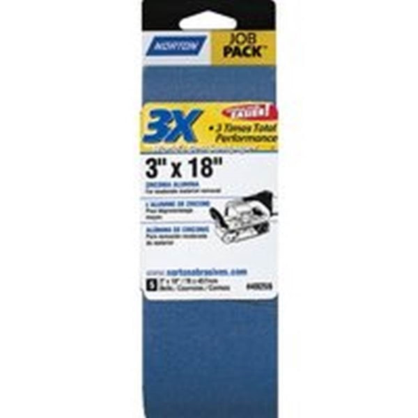 NORTON 49259 Sanding Belt, 3 in W, 18 in L, 50 Grit, Coarse, Zirconia Aluminum Abrasive
