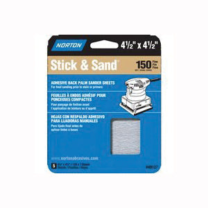 NORTON 07660749127 Sanding Sheet, 4-1/2 in L, 4-1/2 in W, Fine, 150 Grit