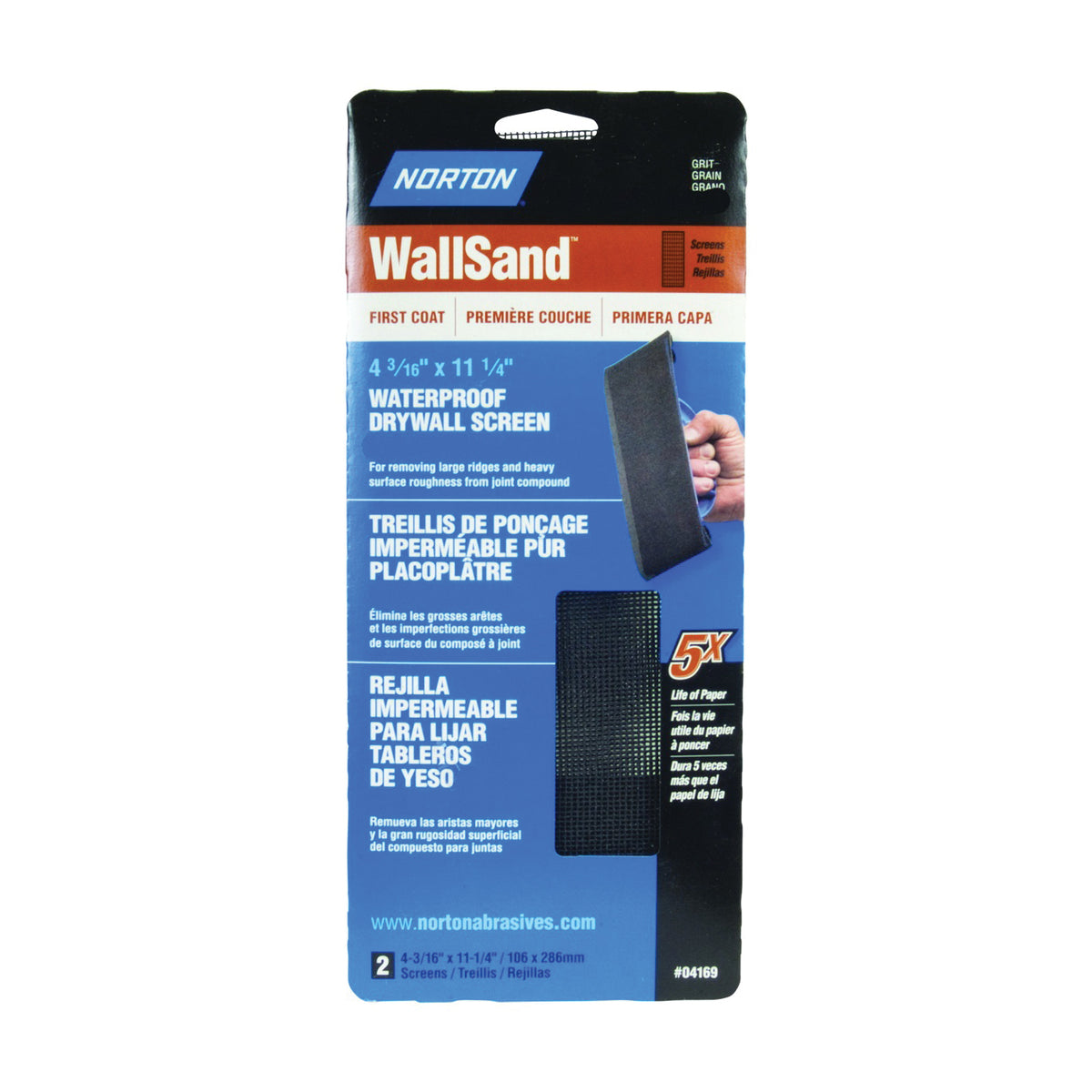 NORTON 04171 Sanding Screen Paper, 11-1/4 in L, 4-3/16 in W, 150 Grit, Fine, Silicone Carbide Abrasive