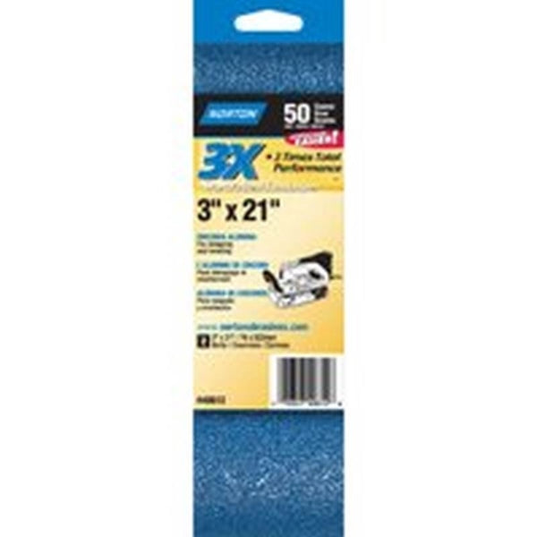 NORTON 49612 Sanding Belt, 3 in W, 21 in L, 50 Grit, Coarse, Zirconia Aluminum Abrasive