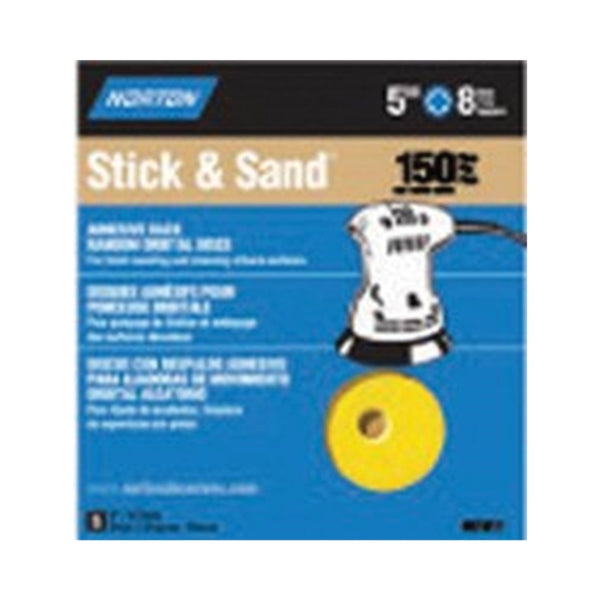 NORTON 01812 Sanding Disc, 5 in Dia, Coated, P100 Grit, Medium, Aluminum Oxide Abrasive, Paper Backing