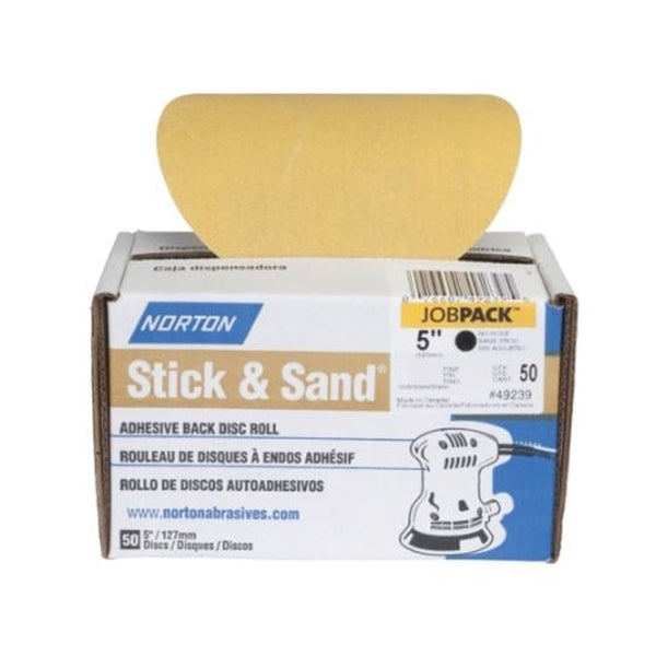 NORTON Stick &amp; Sand 07660749249 Sand Sheet Roll, 4-1/2 in W, 30 ft L, P180 Grit, Fine, Aluminum Oxide Abrasive