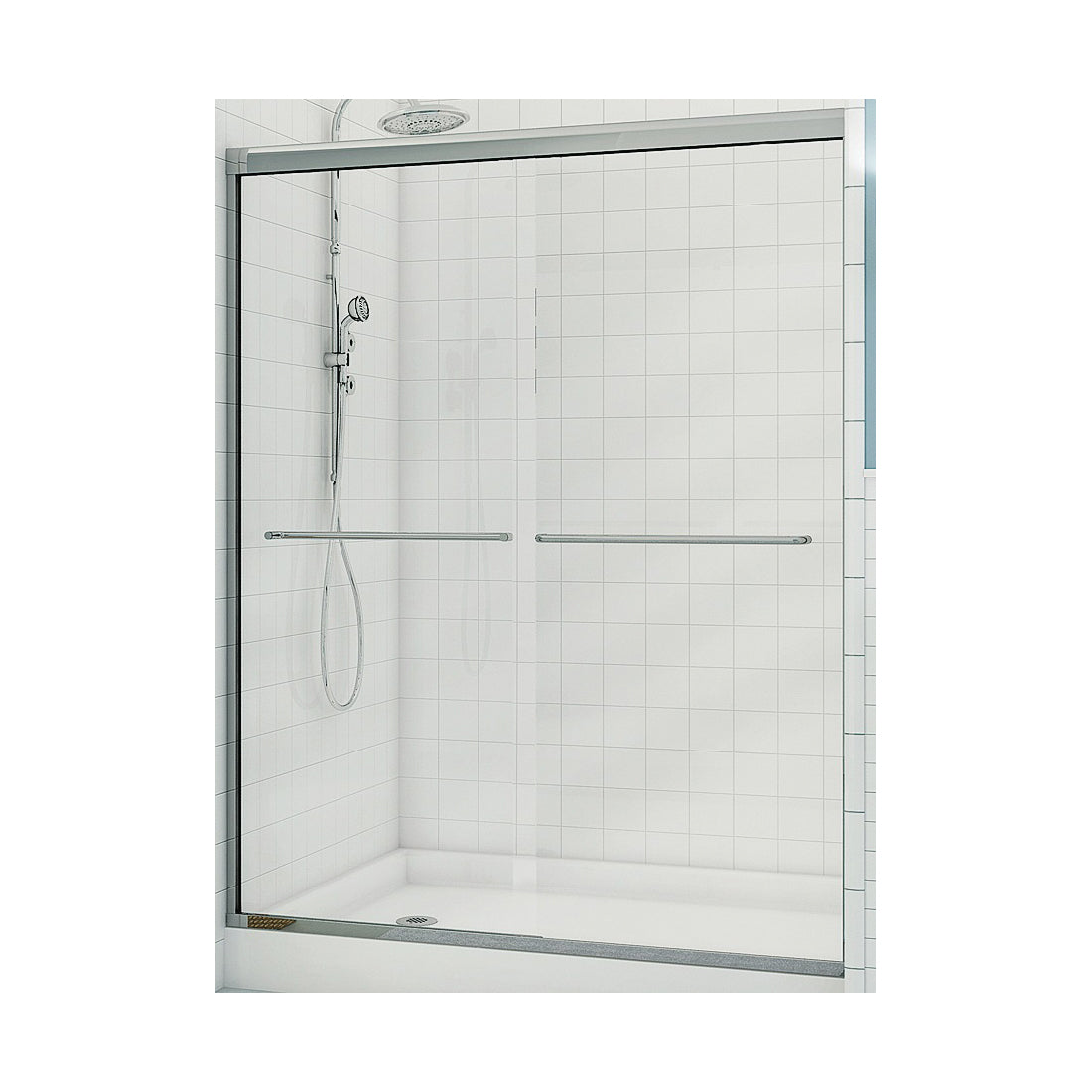 MAAX Aura 135663-900-084 Shower Door, Clear Glass, Tempered Glass, Semi Frame, 2-Panel, Glass, 1/4 in Glass