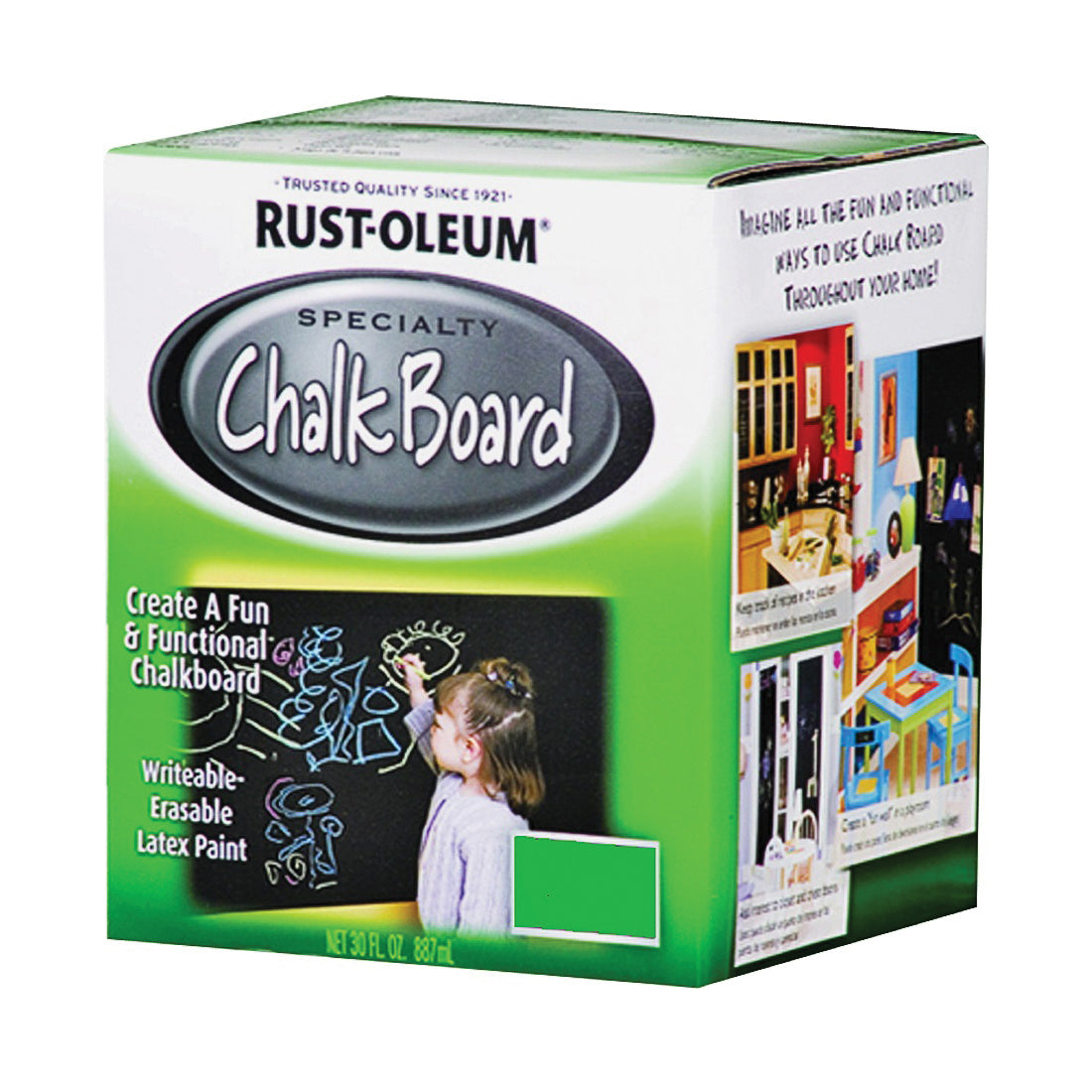 RUST-OLEUM SPECIALTY 206438 Chalkboard Paint Green, Mild, Green, 1 qt, Can