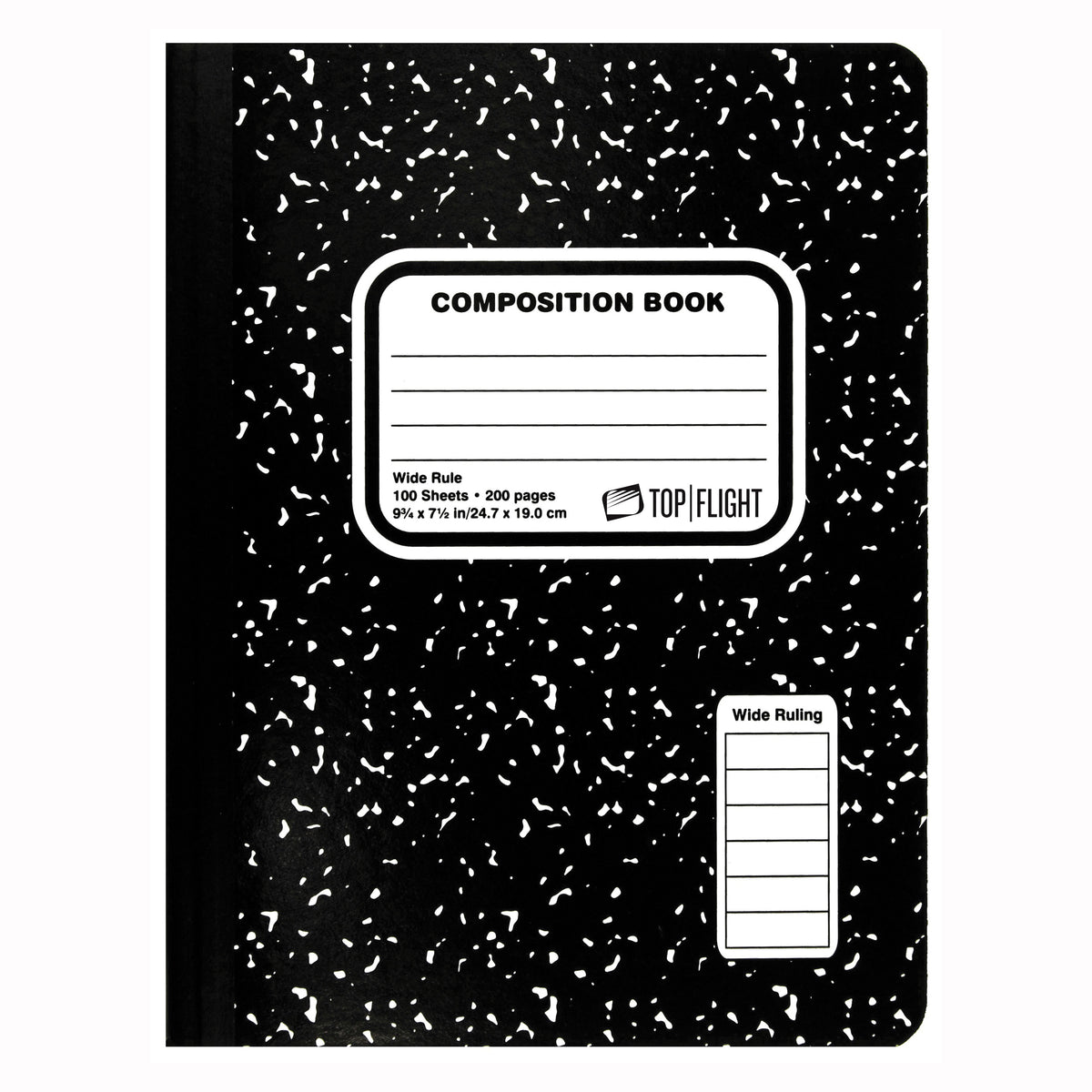 TOP FLIGHT MB100 4511923 Marbled Composition Book, 100-Sheet, Sewn Binding