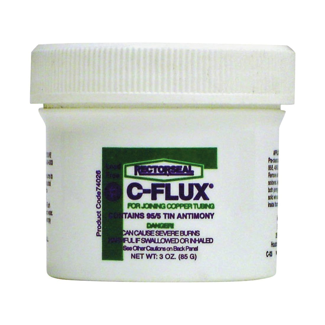 RECTORSEAL C-Flux Series 74026 Soft Soldering Flux, 3 oz Carton, Paste, Gray