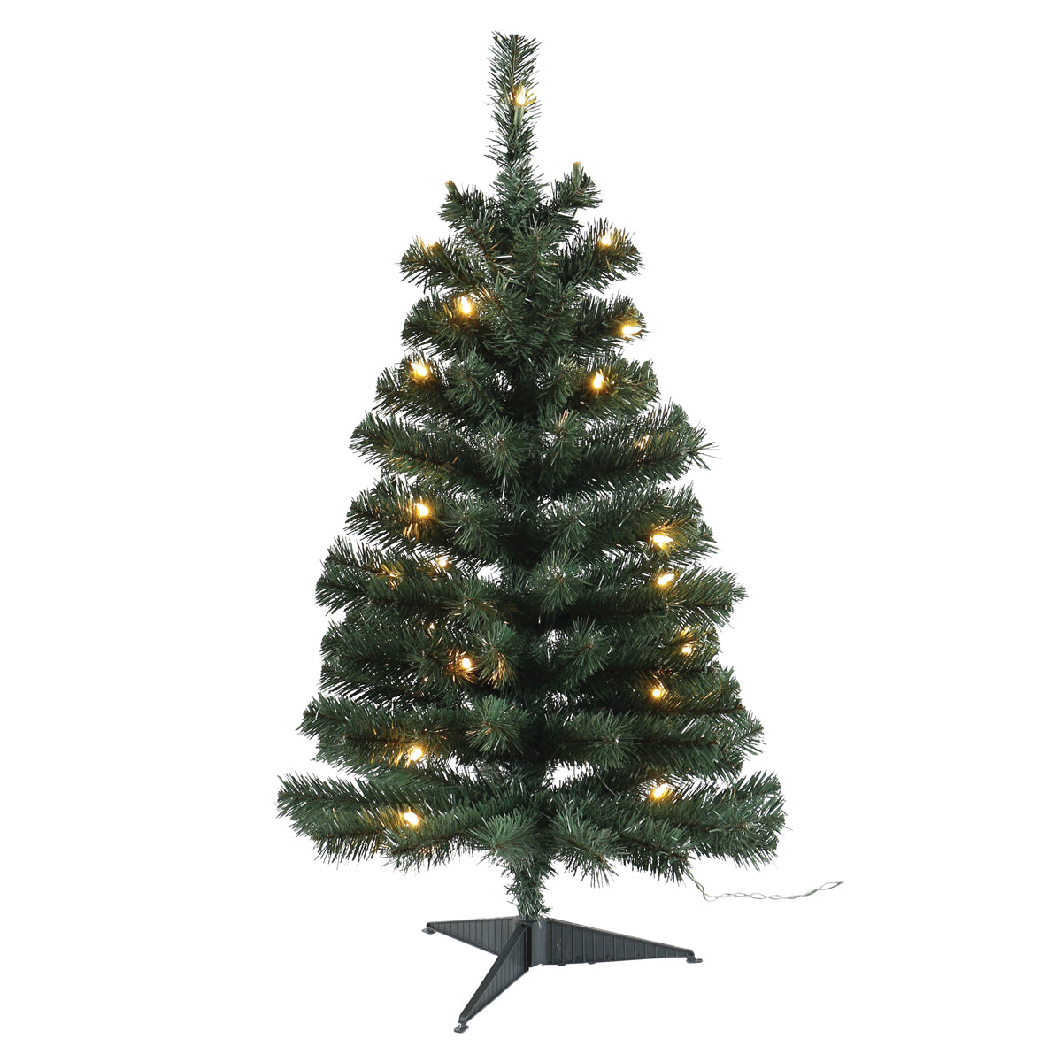 Santas Forest 61936 Sheared Tree, 3 ft H, Noble Fir Family, 110 V, LED Bulb, Clear Light